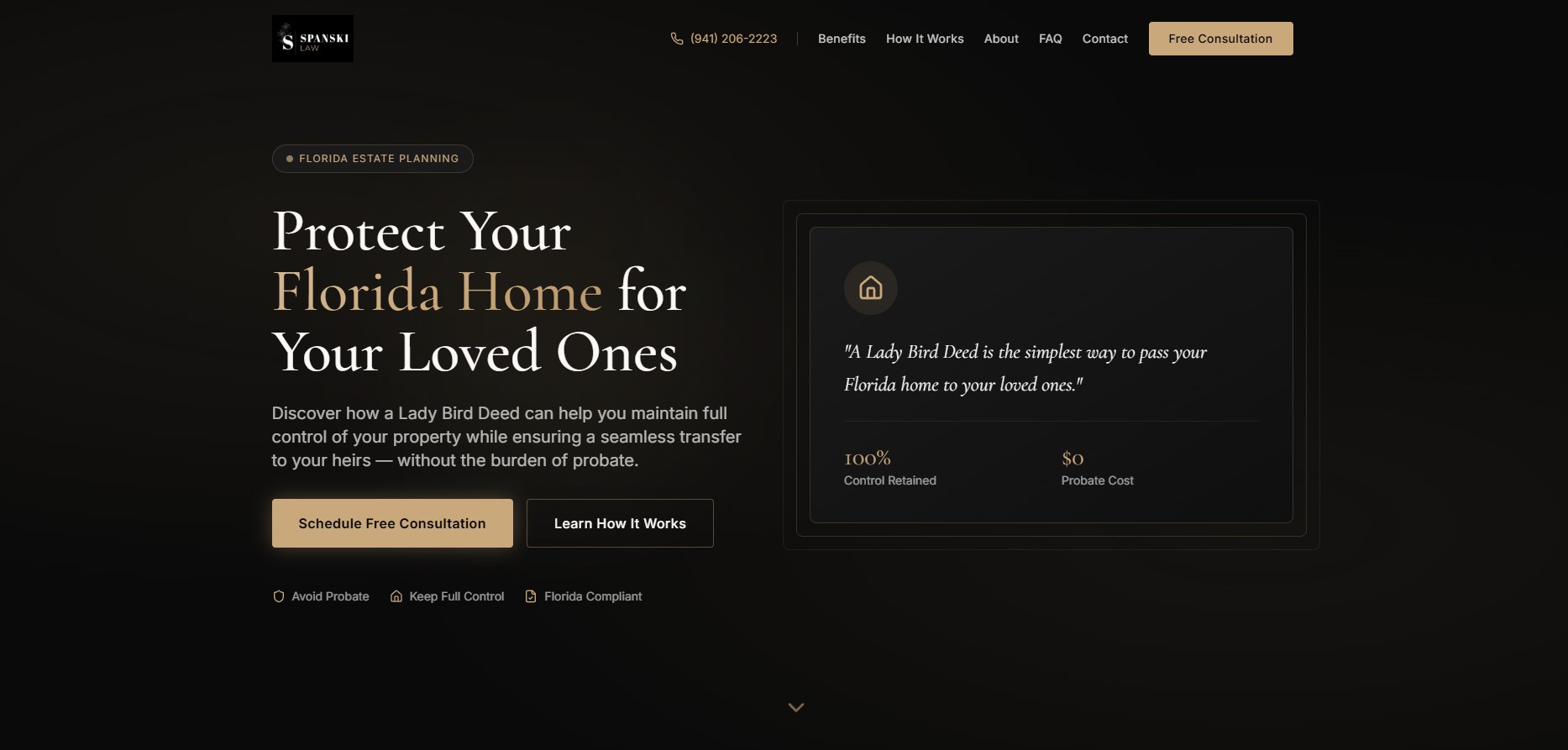 The Lawyer Lady Lady Bird Deed attorney website designed and launched in 48 hours
